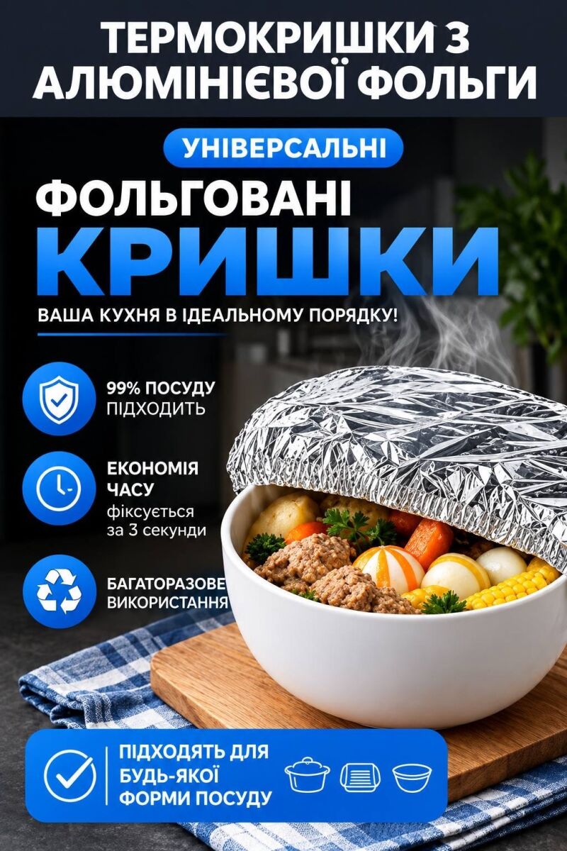 Харчові пакети на тарілки з фольги на резинці 20шт. NR-400