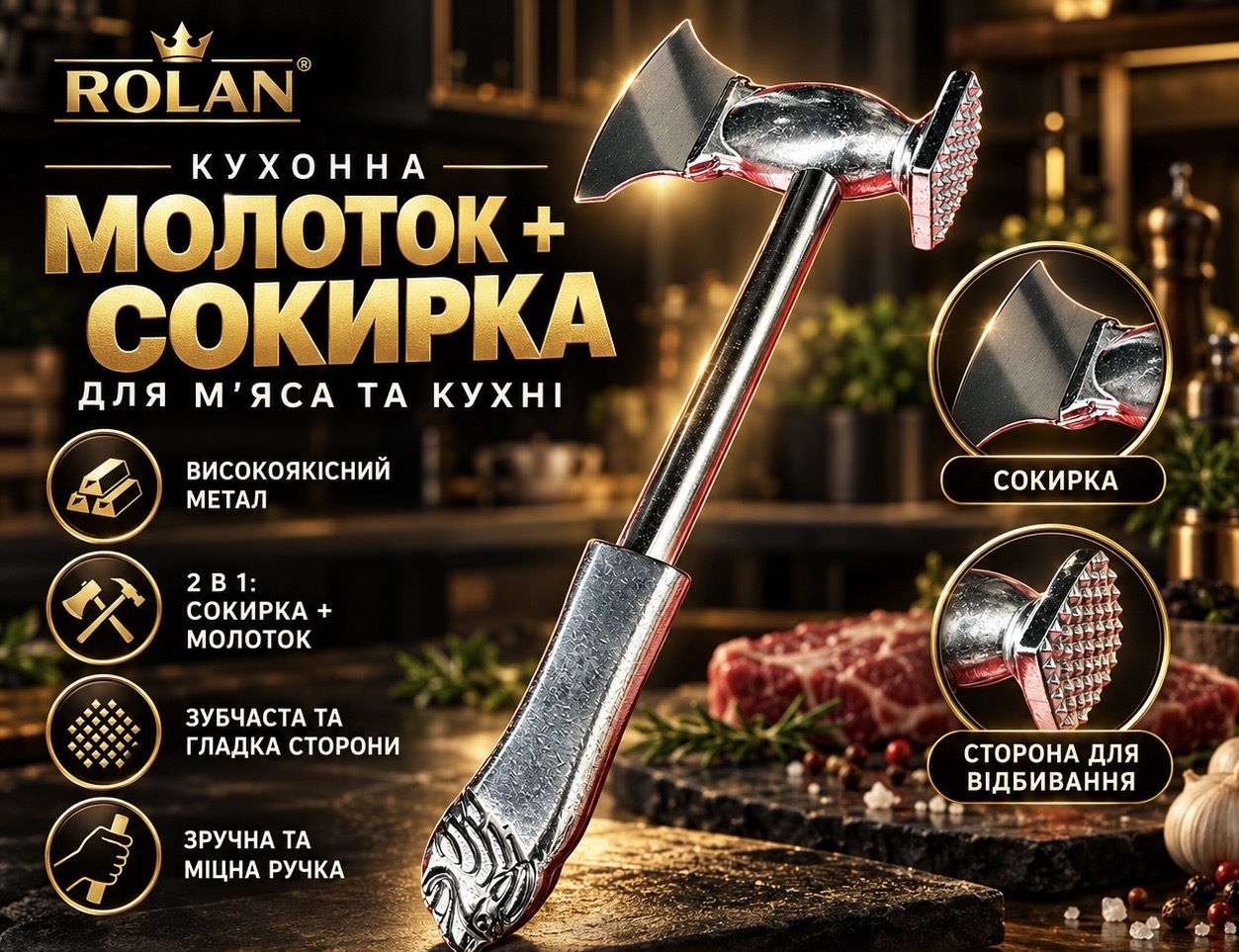 Молоток+сокирка для м'яса кухонная NR-60